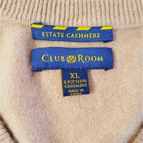 Club Room Estate Cashmere V-Neck Men's Sweater Tan XL - Picture 4 of 11